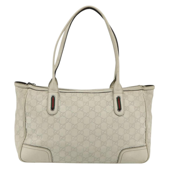 GUCCI GG Canvas Guccissima WebSherry Line Bag Leather Ivory 293599 Auth 175873