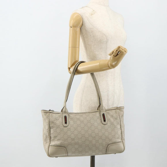 GUCCI GG Canvas Guccissima WebSherry Line Bag Leather Ivory 293599 Auth 175873