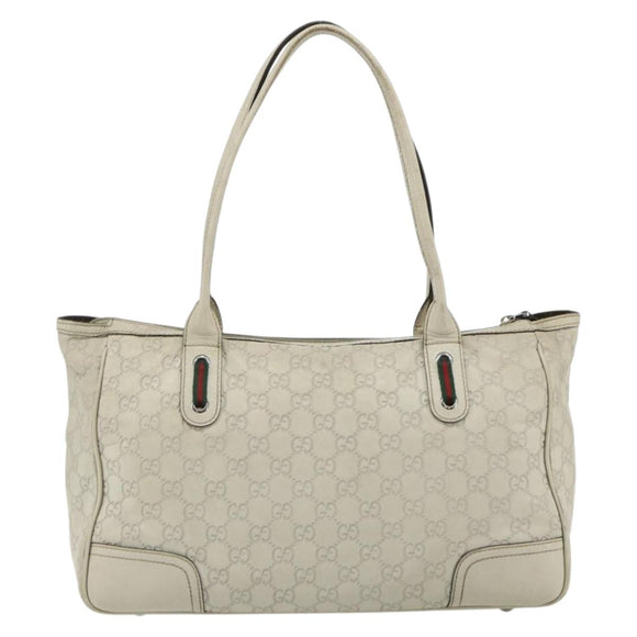 GUCCI GG Canvas Guccissima WebSherry Line Bag Leather Ivory 293599 Auth 175873