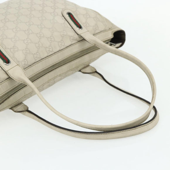 GUCCI GG Canvas Guccissima WebSherry Line Bag Leather Ivory 293599 Auth 175873