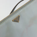 PRADA Accessory Pouch Nylon Light Blue Gold Auth 175876-9