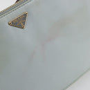 PRADA Accessory Pouch Nylon Light Blue Gold Auth 175876-10