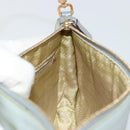 PRADA Accessory Pouch Nylon Light Blue Gold Auth 175876-20