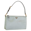 PRADA Accessory Pouch Nylon Light Blue Gold Auth 175876-1
