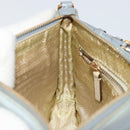 PRADA Accessory Pouch Nylon Light Blue Gold Auth 175876-21