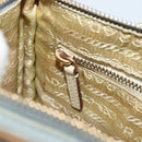 PRADA Accessory Pouch Nylon Light Blue Gold Auth 175876-22