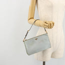 PRADA Accessory Pouch Nylon Light Blue Gold Auth 175876-24