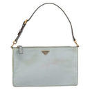 PRADA Accessory Pouch Nylon Light Blue Gold Auth 175876-13