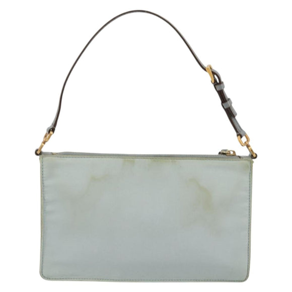 PRADA Accessory Pouch Nylon Light Blue Gold Auth 175876