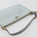 PRADA Accessory Pouch Nylon Light Blue Gold Auth 175876-6