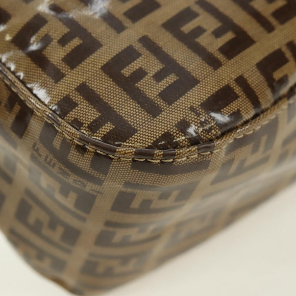 FENDI Zucchino Canvas Mamma Baguette Bag Coated Canvas Beige Gold Auth 175878SAM