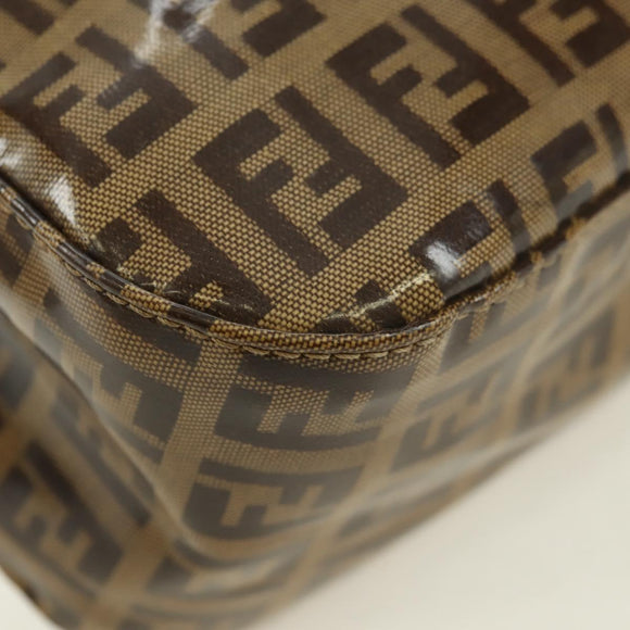 FENDI Zucchino Canvas Mamma Baguette Bag Coated Canvas Beige Gold Auth 175878SAM