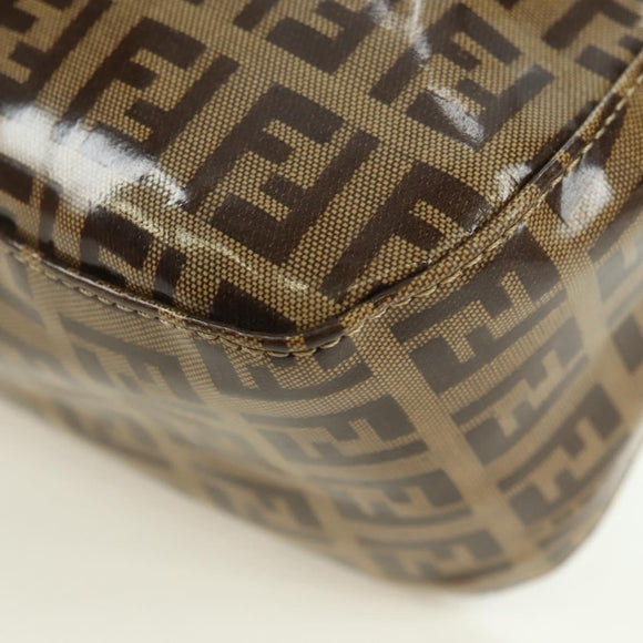 FENDI Zucchino Canvas Mamma Baguette Bag Coated Canvas Beige Gold Auth 175878SAM