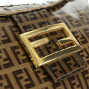 FENDI Zucchino Canvas Mamma Baguette Bag Coated Canvas Beige Gold Auth 175878SAM-15