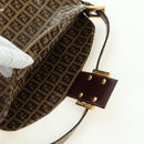FENDI Zucchino Canvas Mamma Baguette Bag Coated Canvas Beige Gold Auth 175878SAM-16