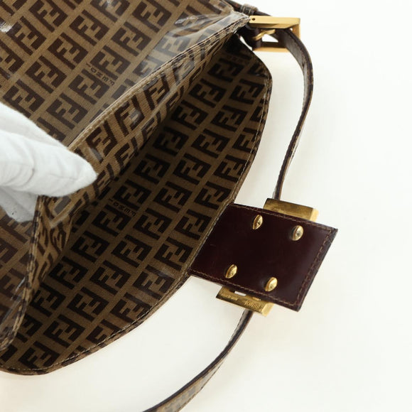 FENDI Zucchino Canvas Mamma Baguette Bag Coated Canvas Beige Gold Auth 175878SAM
