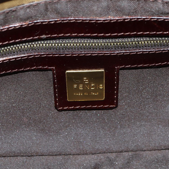 FENDI Zucchino Canvas Mamma Baguette Bag Coated Canvas Beige Gold Auth 175878SAM