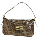 FENDI Zucchino Canvas Mamma Baguette Bag Coated Canvas Beige Gold Auth 175878SAM-2