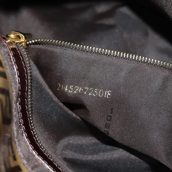 FENDI Zucchino Canvas Mamma Baguette Bag Coated Canvas Beige Gold Auth 175878SAM