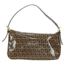 FENDI Zucchino Canvas Mamma Baguette Bag Coated Canvas Beige Gold Auth 175878SAM-3