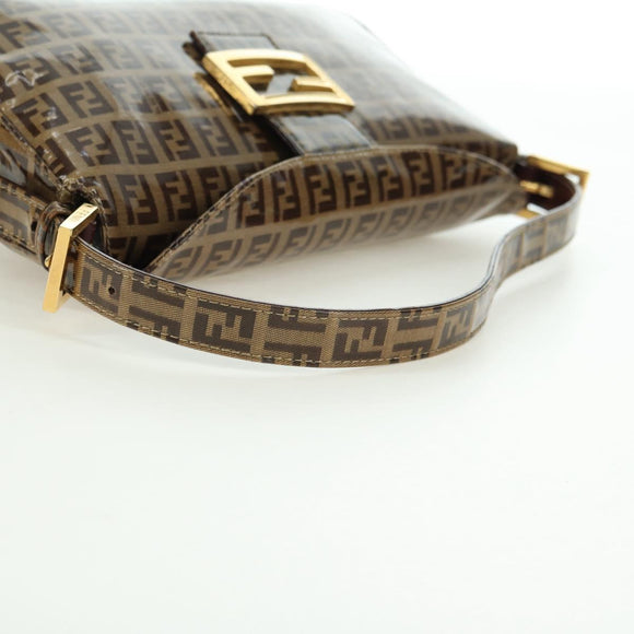 FENDI Zucchino Canvas Mamma Baguette Bag Coated Canvas Beige Gold Auth 175878SAM