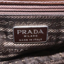 PRADA Kunststof ketting schoudertas leer bruin zilver Auth 175882-21