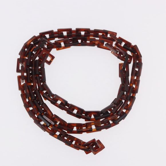 PRADA Kunststof ketting schoudertas leer bruin zilver Auth 175882