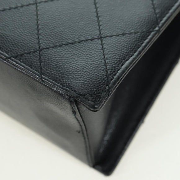 CHANEL Matelasse Shoulder Bag Caviar Skin Black Gold CC Auth 175887SAV