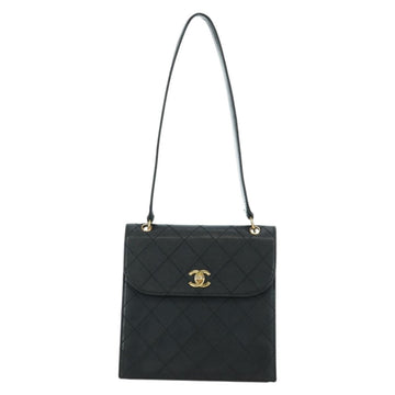 CHANEL Matelasse Shoulder Bag Caviar Skin Black Gold CC Auth 175887SAV - 0