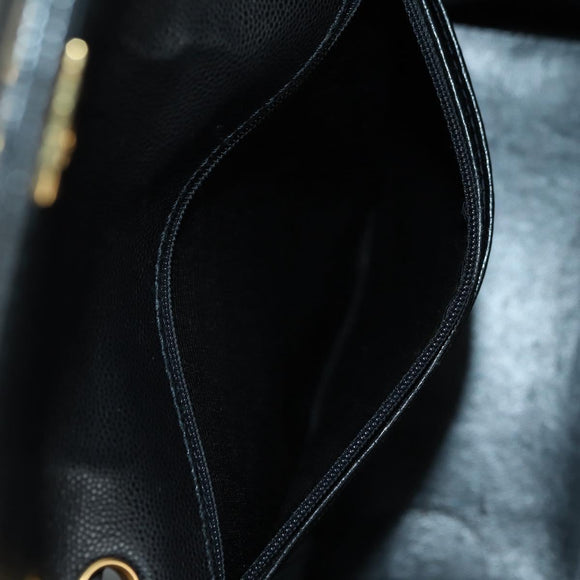 CHANEL Matelasse Shoulder Bag Caviar Skin Black Gold CC Auth 175887SAV