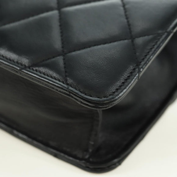 CHANEL Matelasse Chain Shoulder Bag Lamb Skin Black Gold CC Auth 175888SAV