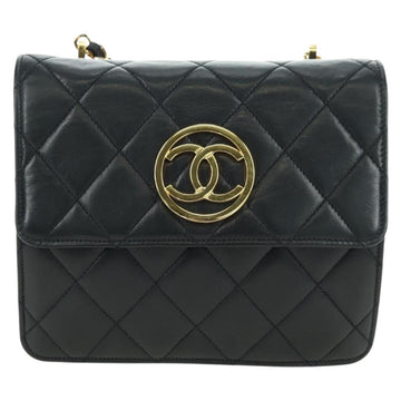 CHANEL Matelasse Chain Shoulder Bag Lamb Skin Black Gold CC Auth 175888SAV - 0