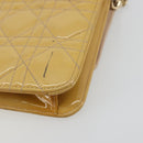 Christian Dior Canage Chain Shoulder Bag Patent Leather Beige Gold Auth 175889-17