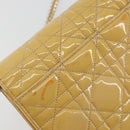 Christian Dior Canage Chain Shoulder Bag Patent Leather Beige Gold Auth 175889-8