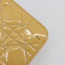 Christian Dior Canage Chain Shoulder Bag Patent Leather Beige Gold Auth 175889-10