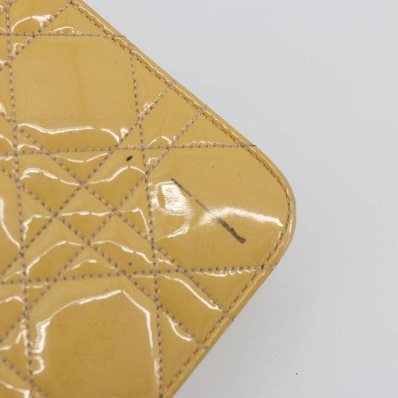 Christian Dior Canage Chain Shoulder Bag Patent Leather Beige Gold Auth 175889