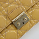 Christian Dior Canage Chain Shoulder Bag Patent Leather Beige Gold Auth 175889-19