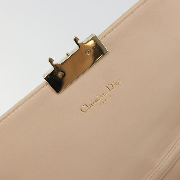 Christian Dior Canage Chain Shoulder Bag Patent Leather Beige Gold Auth 175889