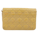 Christian Dior Canage Chain Shoulder Bag Patent Leather Beige Gold Auth 175889-2