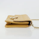 Christian Dior Canage Chain Shoulder Bag Patent Leather Beige Gold Auth 175889-3