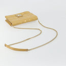 Christian Dior Canage Chain Shoulder Bag Patent Leather Beige Gold Auth 175889-7