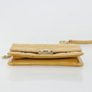 Christian Dior Canage Chain Shoulder Bag Patent Leather Beige Gold Auth 175889-5