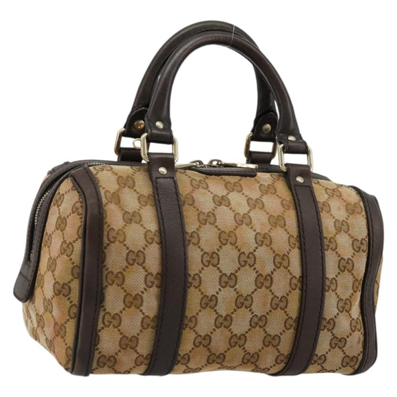 GUCCI GG Canvas Mini Boston Bag Beige Gold 269876 Auth 175892