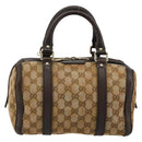 GUCCI GG Canvas Mini Boston Bag Beige Gold 269876 Auth 175892-2