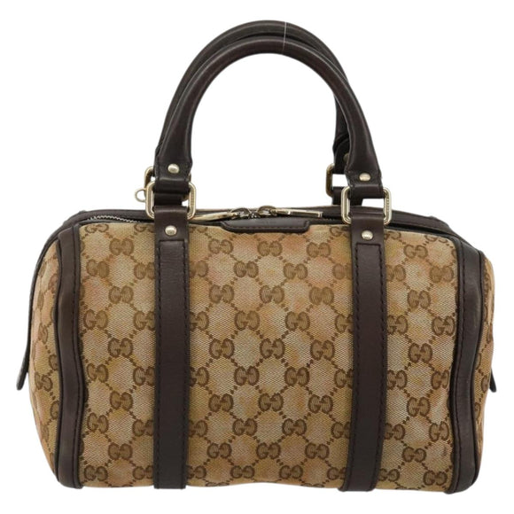 GUCCI GG Canvas Mini Boston Bag Beige Gold 269876 Auth 175892