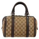 GUCCI GG Canvas Mini Boston Bag Beige Gold 269876 Auth 175892-3
