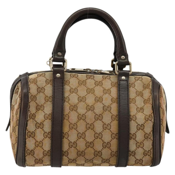 GUCCI GG Canvas Mini Boston Bag Beige Gold 269876 Auth 175892