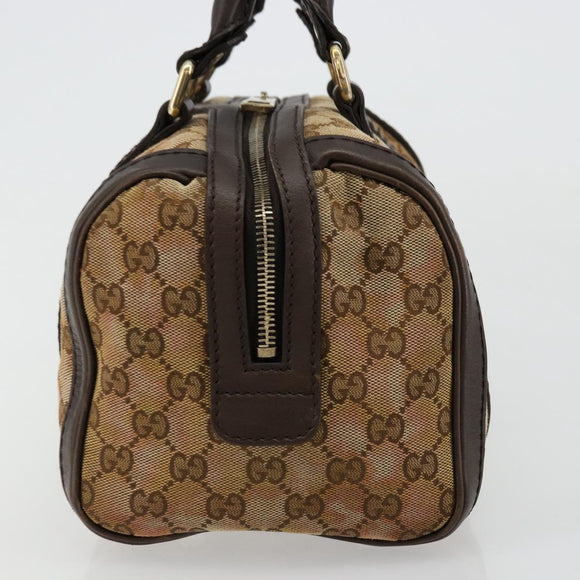 GUCCI GG Canvas Mini Boston Bag Beige Gold 269876 Auth 175892