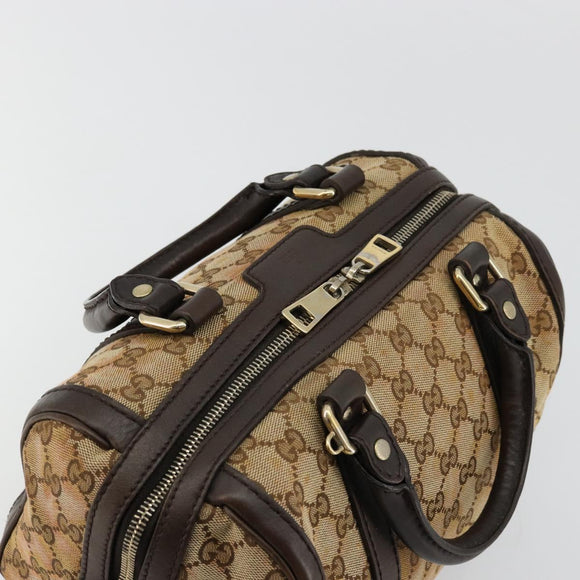GUCCI GG Canvas Mini Boston Bag Beige Gold 269876 Auth 175892