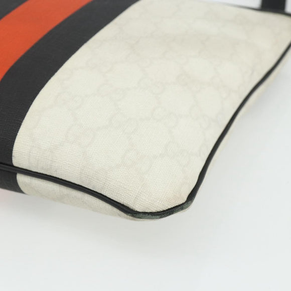 GUCCI GG Supreme Sherry Line Shoulder Bag PVC White Gold 239347 Auth 175897